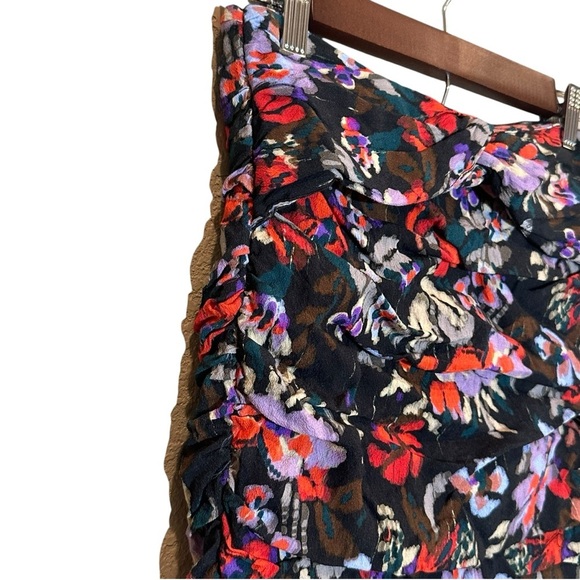 ZARA Floral And Black Print Mini Skirt Ruched Sides Women’s Size Small - Picture 5 of 10
